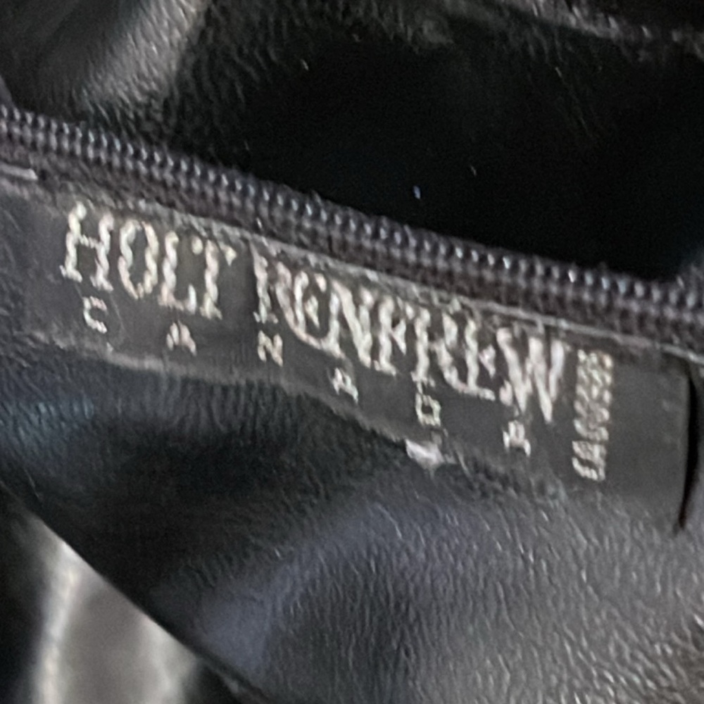 HOLT RENFREW black leather drawstring bag with long adjustable handles vintage - Picture 3 of 7
